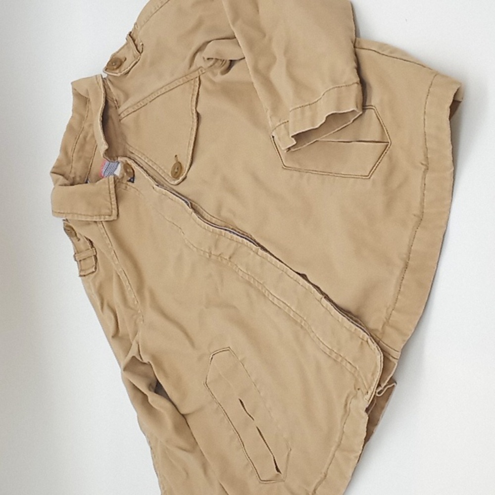 Vineyard Vines Canvas Button Front Short Military Jacket Khaki XS